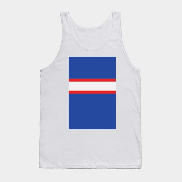 Oldham Athletic Retro 1985 Blue Red White Bar Jersey Tank Top by Culture-Factory